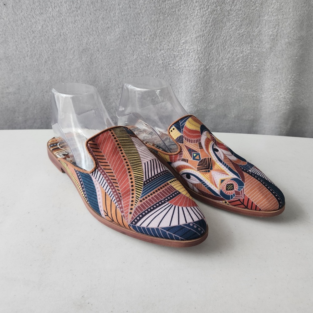 Inkkas Mule Shoes Womens 8.5 Abstract Print Handcrafted Pointed Toe Slide Cyprus - Picture 2 of 12
